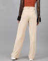 Shop Women's Buttermilk Beige Straight Fit Trousers-Design