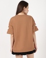Shop Women's Camel Brown Grizz Love Graphic Printed Oversized T-shirt-Full