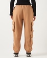 Shop Women's Camel Brown Graphic Printed Super Loose Fit Brushed Cargo Joggers-Full