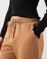 Shop Women's Camel Brown Graphic Printed Super Loose Fit Brushed Cargo Joggers