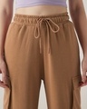 Shop Women's Camel Brown Super Loose Fit Cargo Joggers