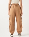 Shop Women's Camel Brown Super Loose Fit Cargo Joggers-Full