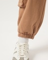 Shop Women's Camel Brown Super Loose Fit Cargo Joggers