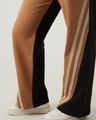 Shop Women's Camel Brown & Black Color Block Wide Leg Track Pants