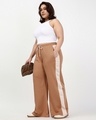 Shop Women's Camel Brown Wide Leg Plus Size Track Pants-Full