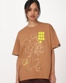 Shop Women's Camel Brown You Are Magic Graphic Printed Oversized T-shirt-Front