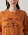 Shop Women's Caramel Orange Brunch Club Graphic Printed Oversized T-shirt
