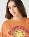 Shop Women's Caramel Orange Energy Flows Graphic Printed Oversized T-shirt