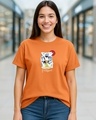 Shop Women's Caramel Orange Free Spirit Graphic Printed Boyfriend T-shirt-Front