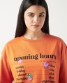 Shop Women's Caramel Orange Opening hours Graphic Printed Oversized T-shirt