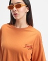Shop Women's Caramel Orange Pankh Graphic Printed Oversized T-shirt
