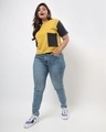 Shop Women's Ceylon Yellow Color Block Relaxed Fit  Plus Size T-shirt-Full