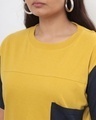 Shop Women's Ceylon Yellow Color Block Relaxed Fit  Plus Size T-shirt