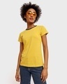 Shop Women's Ceylon Yellow Varsity Half Sleeve Round Neck T-Shirt-Front
