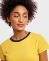 Shop Women's Ceylon Yellow Varsity Half Sleeve Round Neck T-Shirt