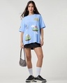 Shop Women's Chambray Blue I Paused My Game Graphic Printed Oversized T-shirt