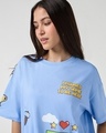 Shop Women's Chambray Blue I Paused My Game Graphic Printed Oversized T-shirt
