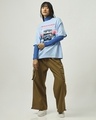 Shop Women's Chambray Blue Sakura Racing Graphic Printed Oversized T-shirt