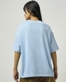 Shop Women's Chambray Blue Wild Flower Graphic Printed Oversized T-shirt-Full