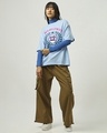 Shop Women's Chambray Blue Wild Flower Graphic Printed Oversized T-shirt
