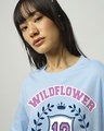 Shop Women's Chambray Blue Wild Flower Graphic Printed Oversized T-shirt