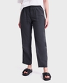 Shop Women's Charcoal Cotton Flared Trousers-Front