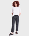 Shop Women's Charcoal Cotton Flared Trousers-Full