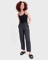 Shop Women's Charcoal Cotton Straight Trousers-Full