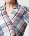 Shop Women's Blue Checks Overlap Shirt