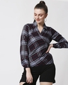 Shop Women's Checks Overlap Shirt Top-Front