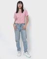 Shop Women's Cheeky Pink Button Up Rib Slim Fit Short Top