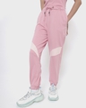 Shop Women's Cheeky Pink Color Block Joggers-Front
