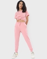Shop Women's Cheeky Pink Joggers-Front