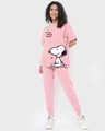 Shop Women's Cheeky Pink Snoopy Little Things Graphic Printed Oversized T-shirt-Design