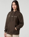 Shop Women's Chestnut Brown Bloomin Graphic Printed Oversized Hoodies-Full