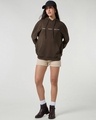 Shop Women's Chestnut Brown Bloomin Graphic Printed Oversized Hoodies