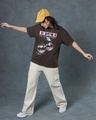 Shop Women's Chocolate Brown Disco Bomb Graphic Printed Oversized T-shirt