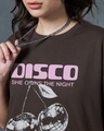 Shop Women's Chocolate Brown Disco Bomb Graphic Printed Oversized T-shirt