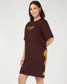 Shop Women's Chocolate Brown Simba Graphic Printed Oversized T-Shirt Dress-Design