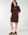 Shop Women's Chocolate Brown Simba Graphic Printed Oversized T-Shirt Dress-Full