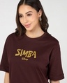 Shop Women's Chocolate Brown Simba Graphic Printed Oversized T-Shirt Dress