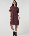 Shop Women's Chocolate Brown Acid Wash T-Shirt Dress-Full