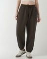 Shop Women's Chocolate Brown Super Loose Fit Joggers-Front