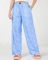 Shop Women's Clear Sky Blue Garfield All Over Printed Wide Leg Pyjamas-Front