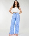 Shop Women's Clear Sky Blue Garfield All Over Printed Wide Leg Pyjamas-Full