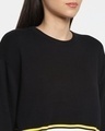 Shop Women's Black Color Block Flat Knit Oversized Sweater