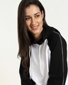 Shop Women's Black & White Color Block Hoodie-Front