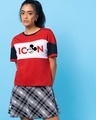 Shop Women's Color Block Icon Mickey Relaxed Fit Printed T-shirt-Front