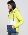 Shop Women's Yellow & White Color Block Relaxed Fit Puffer Jacket-Design