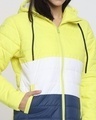Shop Women's Yellow & White Color Block Relaxed Fit Puffer Jacket